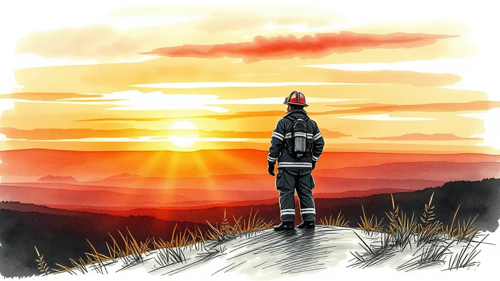 Alberta Firefighter Silhouette Sunset