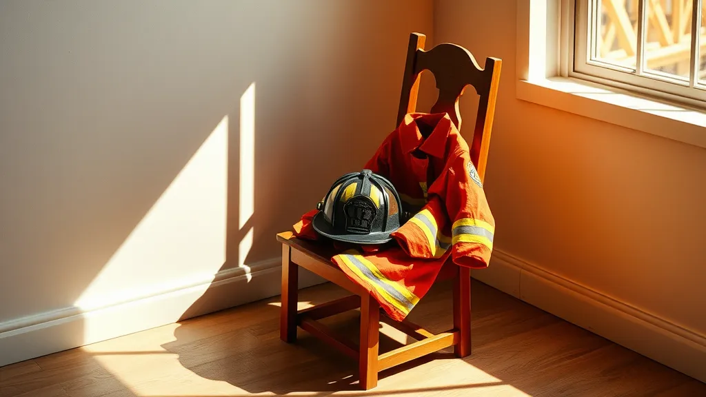 Firefighter's gear with an empty chair