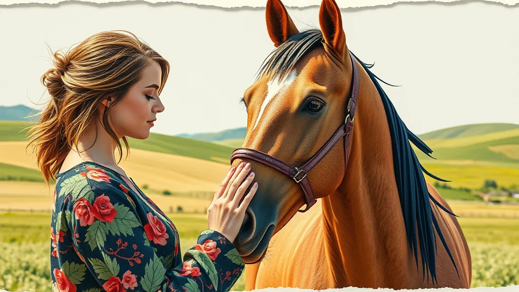 A woman is seen connecting with a horse in an equine therapy session.
