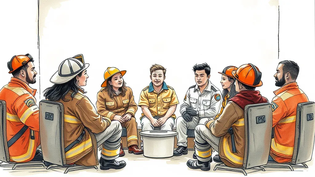 Firefighters in a group therapy session