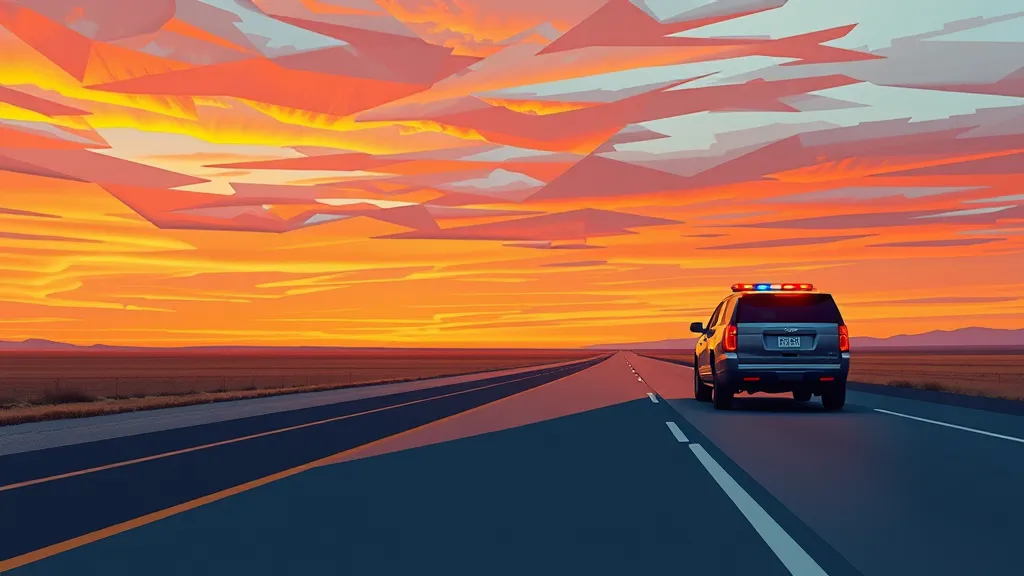 A long highway in rural Alberta at sunset